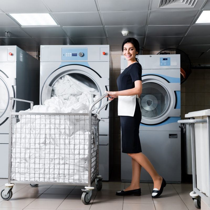 House maid doing laundry at the hotel